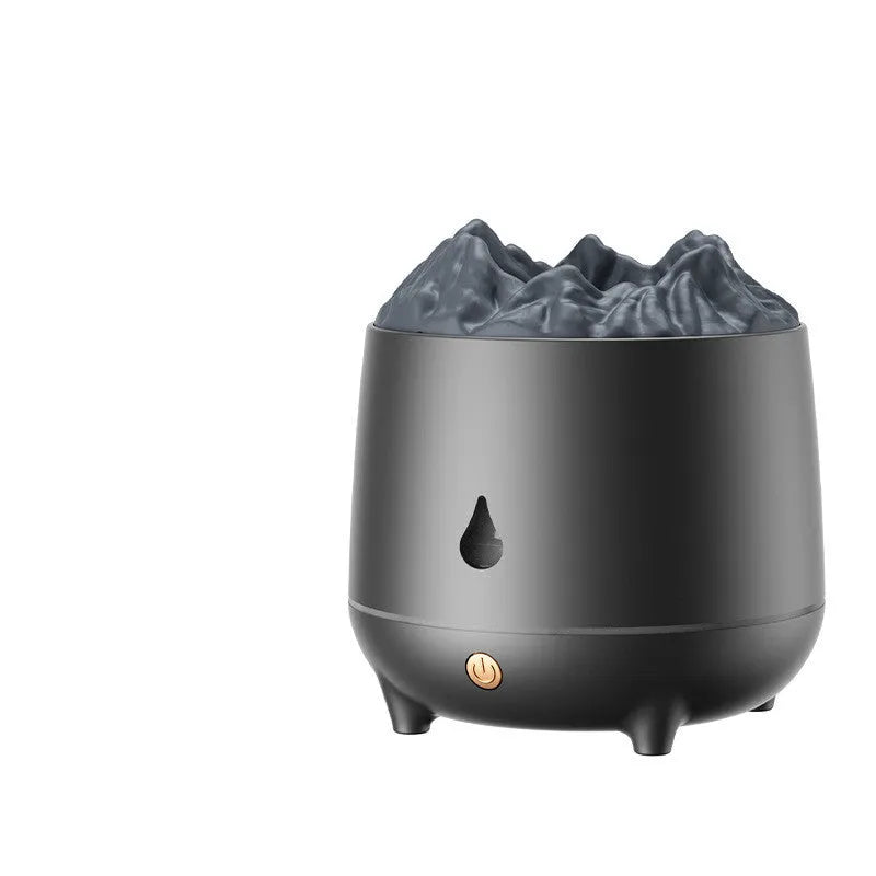 Volcano-shaped ultrasonic humidifier with USB power connection and single mist outlet