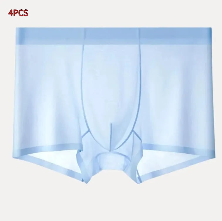 Ice Silk breathable boxer briefs in solid colours with seamless quick-drying design