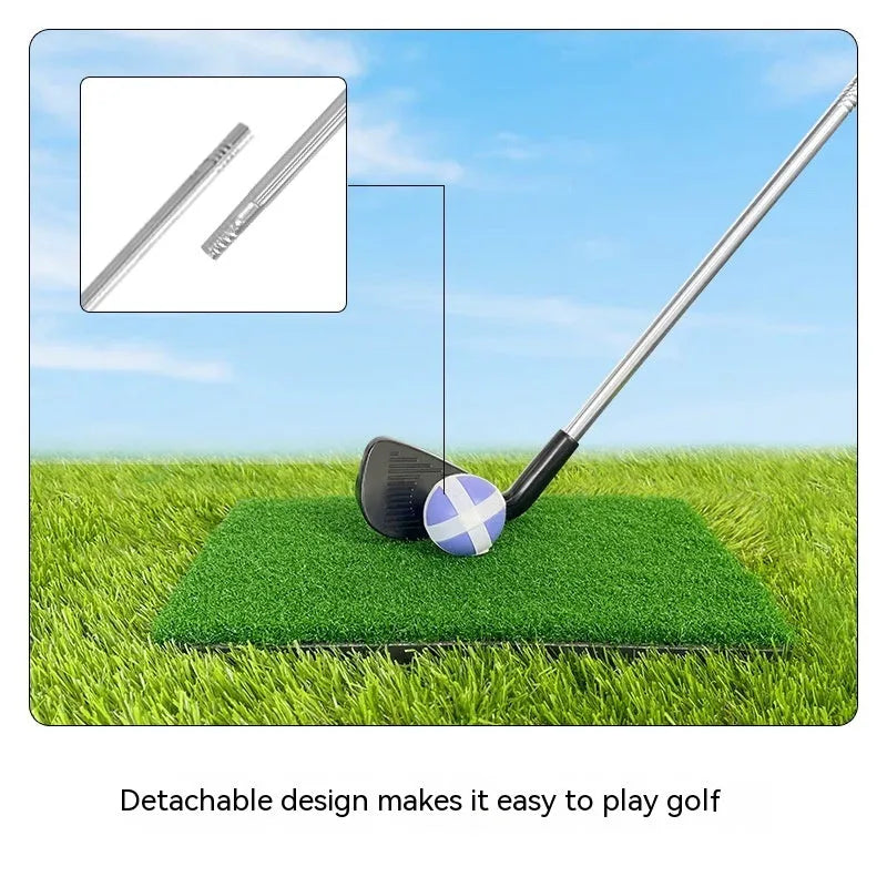 Metal golf club toy set showing adult and children's club options for outdoor sports practice