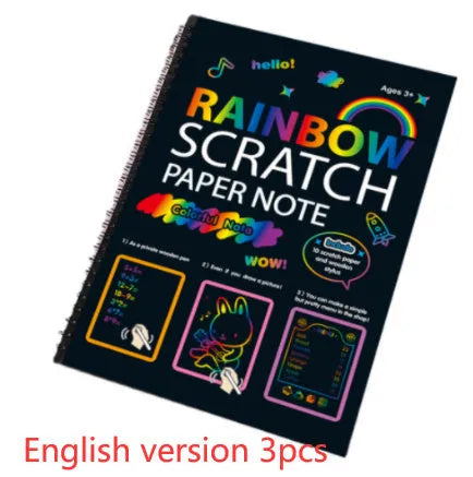Large children's scratch art paper with colourful design revealed through scraping