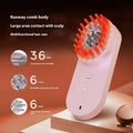 Pink and black smart massage comb with red light therapy for head care, less than 10cm long