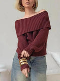 Gray off-the-shoulder strapless sweater with 3D pattern texture and regular sleeves