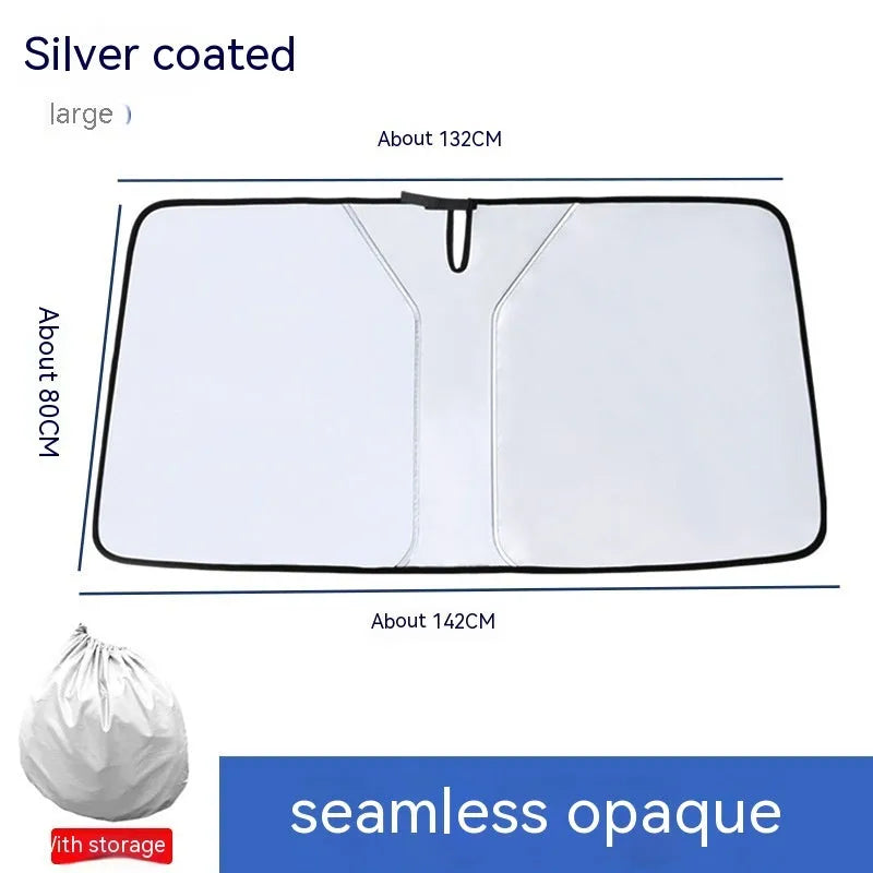 Car double ring front shield sun shade with titanium silver NC fabric for heat insulation