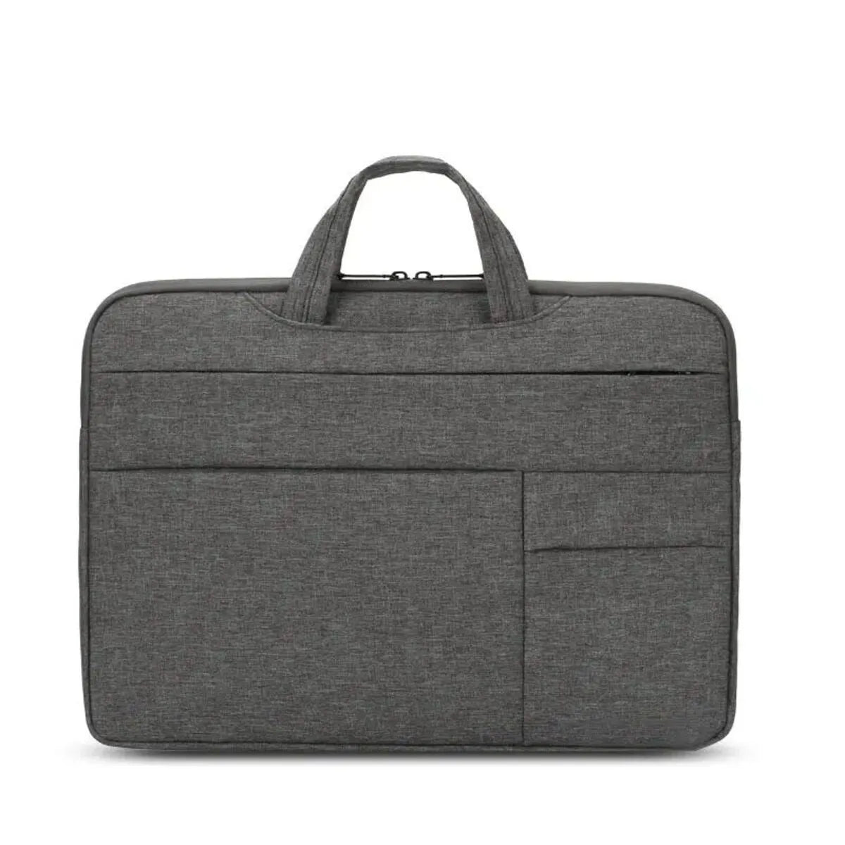 Water-repellent laptop carrying case in Black, with luggage strap and shoulder strap, for 13.3 to 15.6 inch laptops.