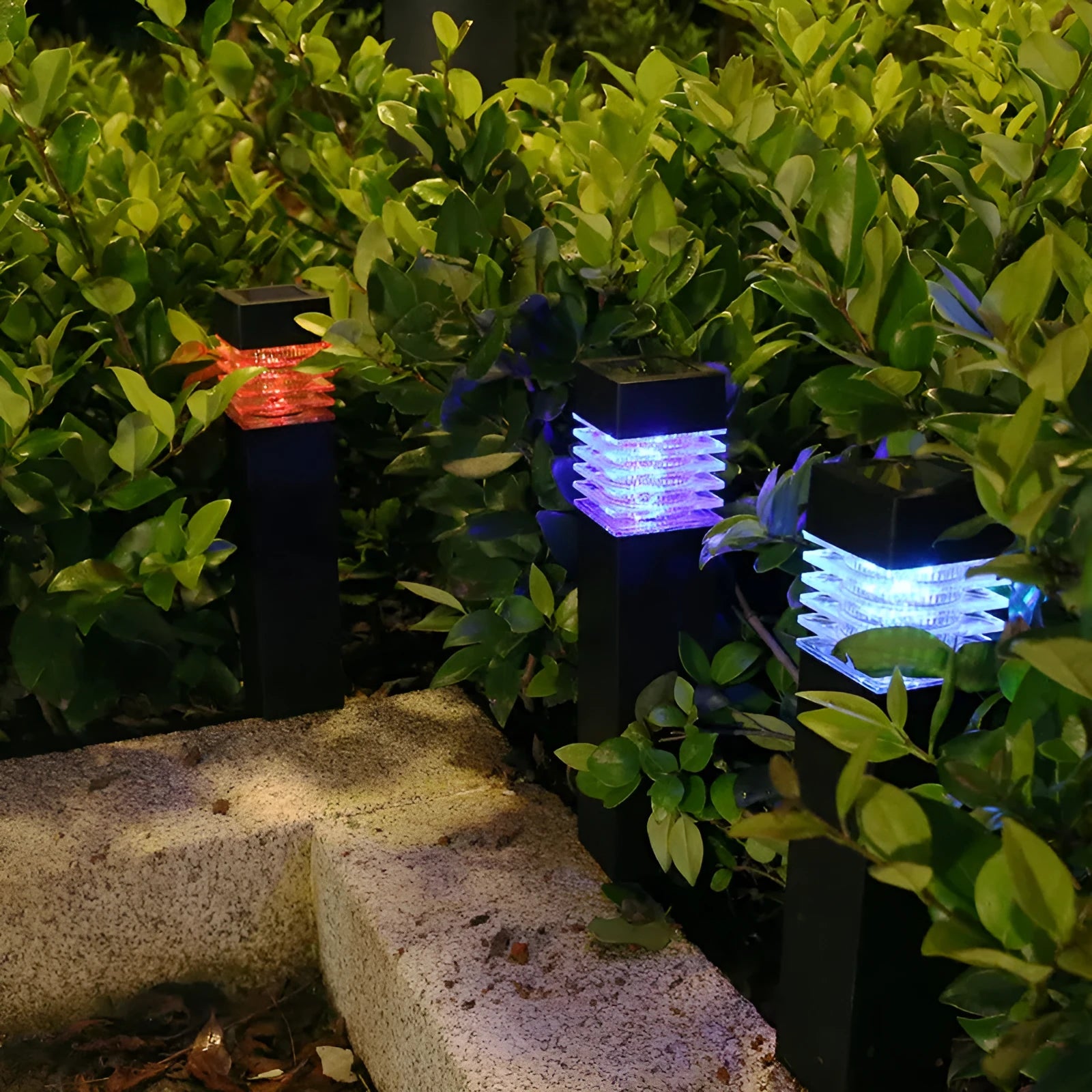 White cuboid solar lawn ground lamp for garden lighting, measuring 60mm by 390mm.