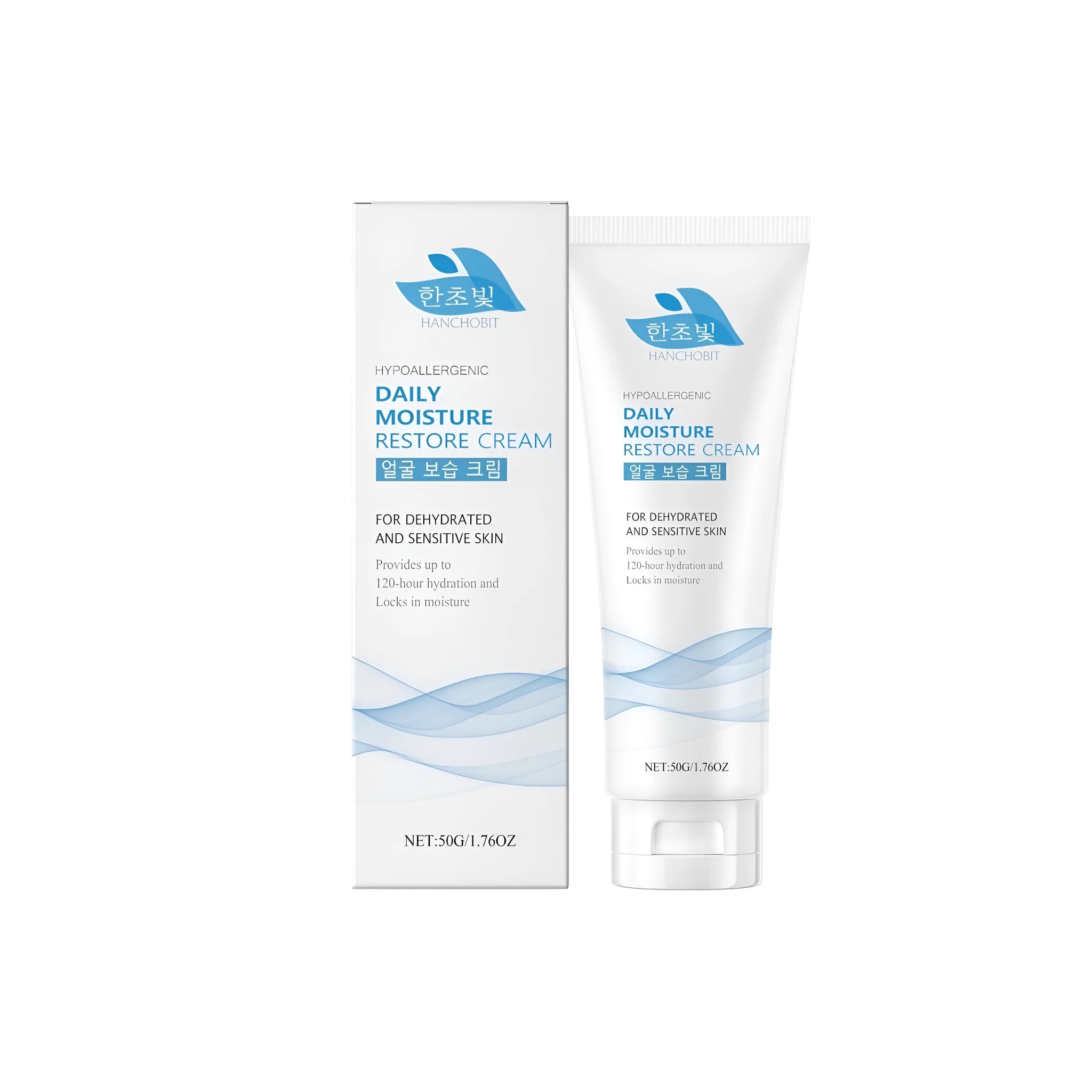 50g container of facial moisturising cream with hyaluronic acid and ceramide NP