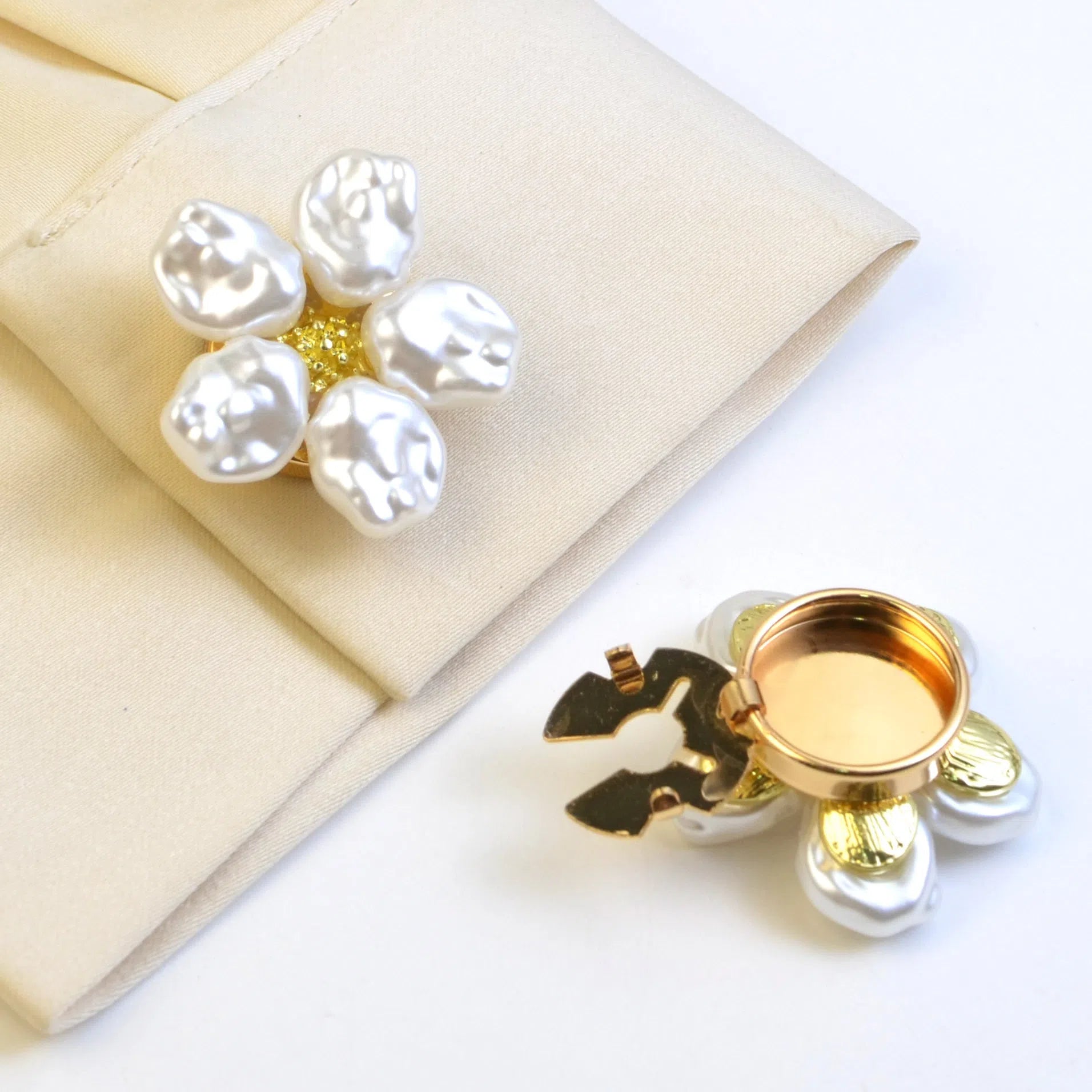 Alloy pearl rhinestone cufflink buttons white inlaid diamond processing single