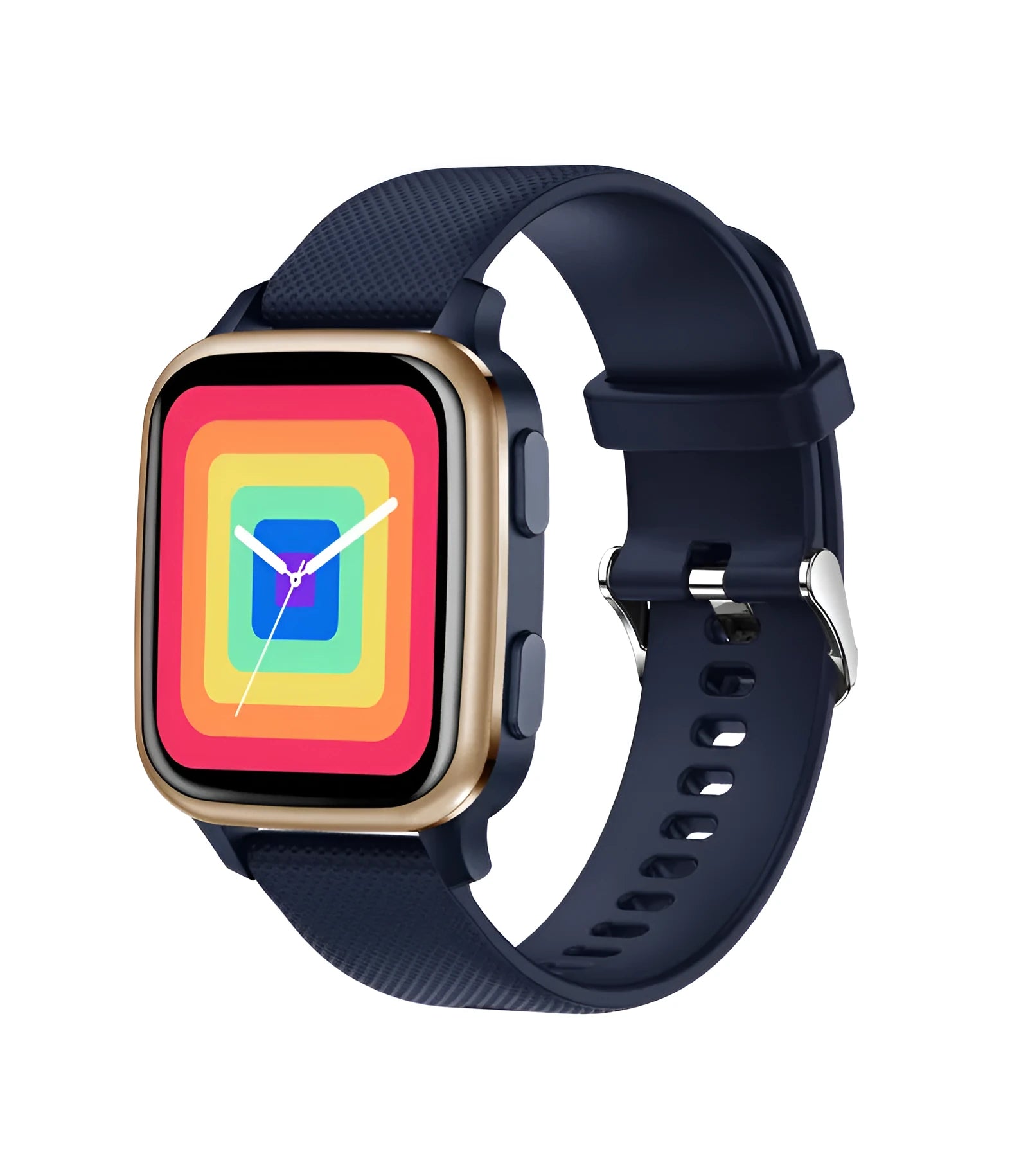 Smart watch with aluminium alloy case showing Bluetooth call, heart rate monitoring, and fitness tracking features