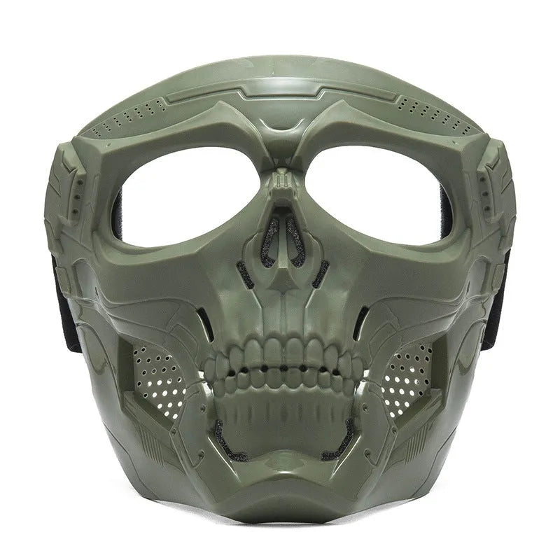 Skull riding mirror windproof goggles unisex full frame with interchangeable lens and headband in black