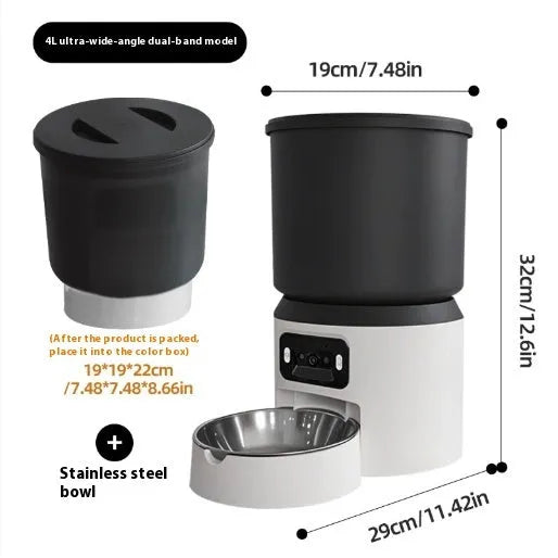 4L smart pet feeder with remote control and camera monitoring options