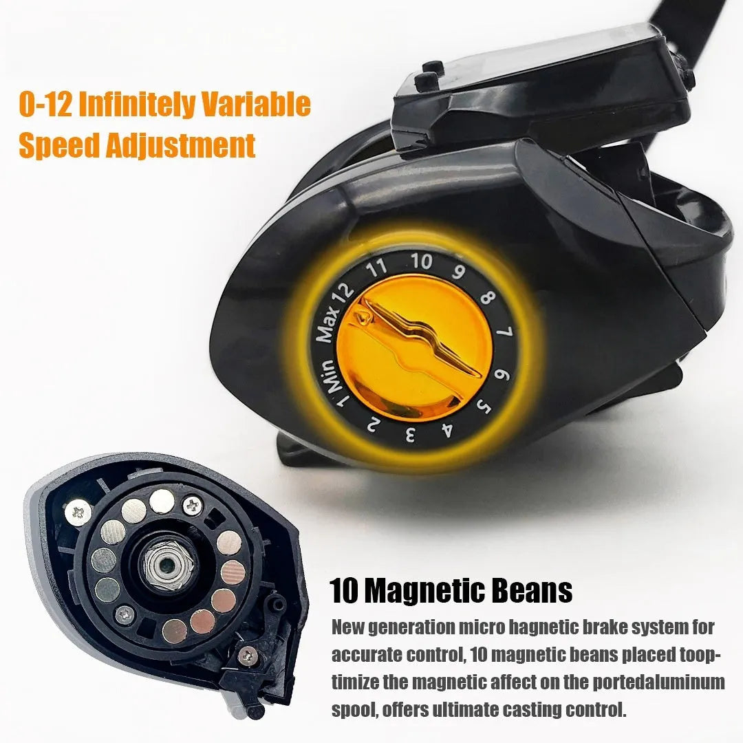 Waterproof large screen digital display fishing reel with backlight and counting function in aluminium alloy