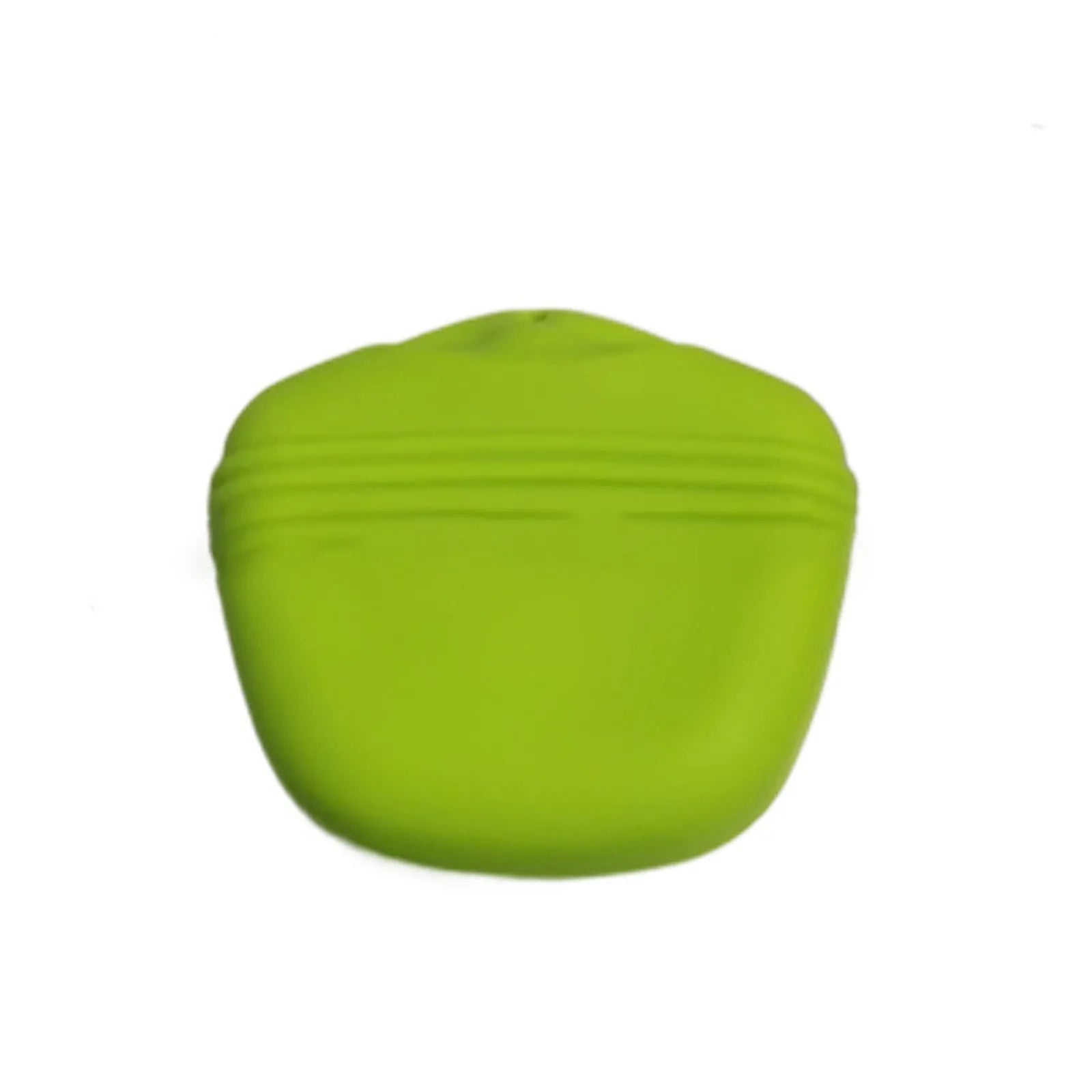 Coloured silicone dog treat bag with clip and magnetic opening, shown with dog training treats.