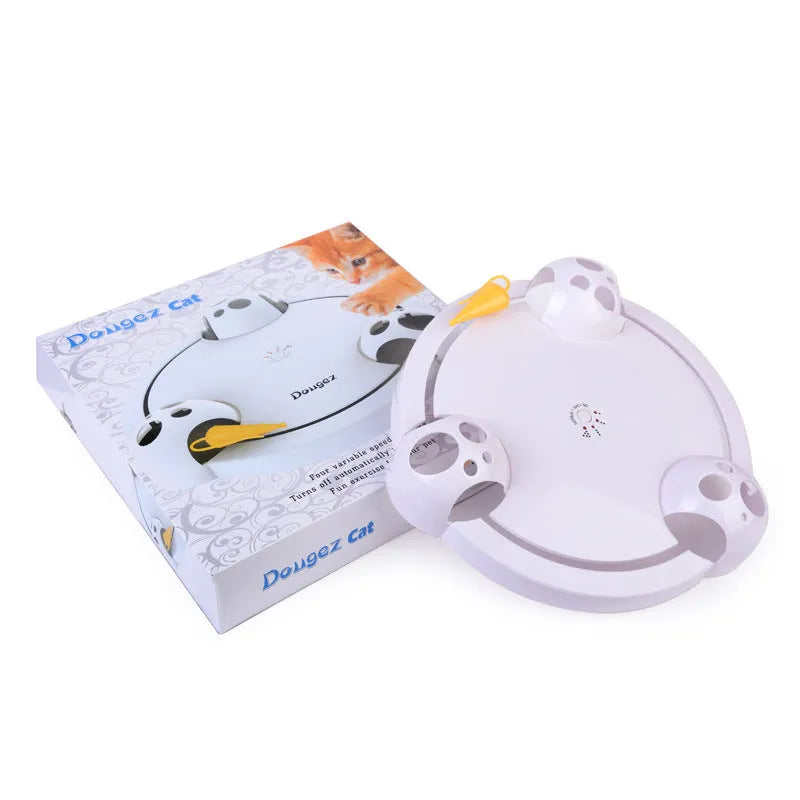 White electric cat toy automatic rotating turntable 32cm diameter ABS plastic