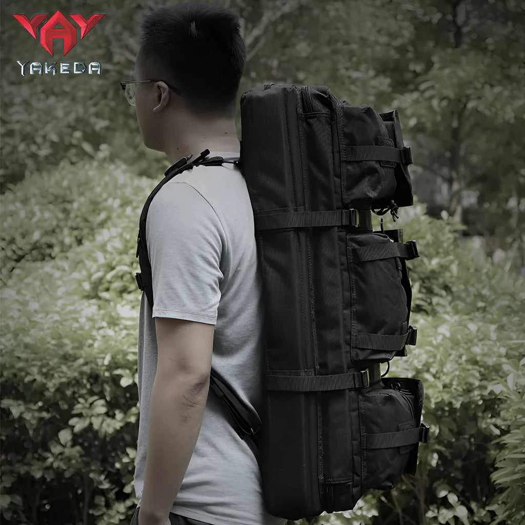 28-inch tactical outdoor fishing bag in black CP camouflage made from polyester
