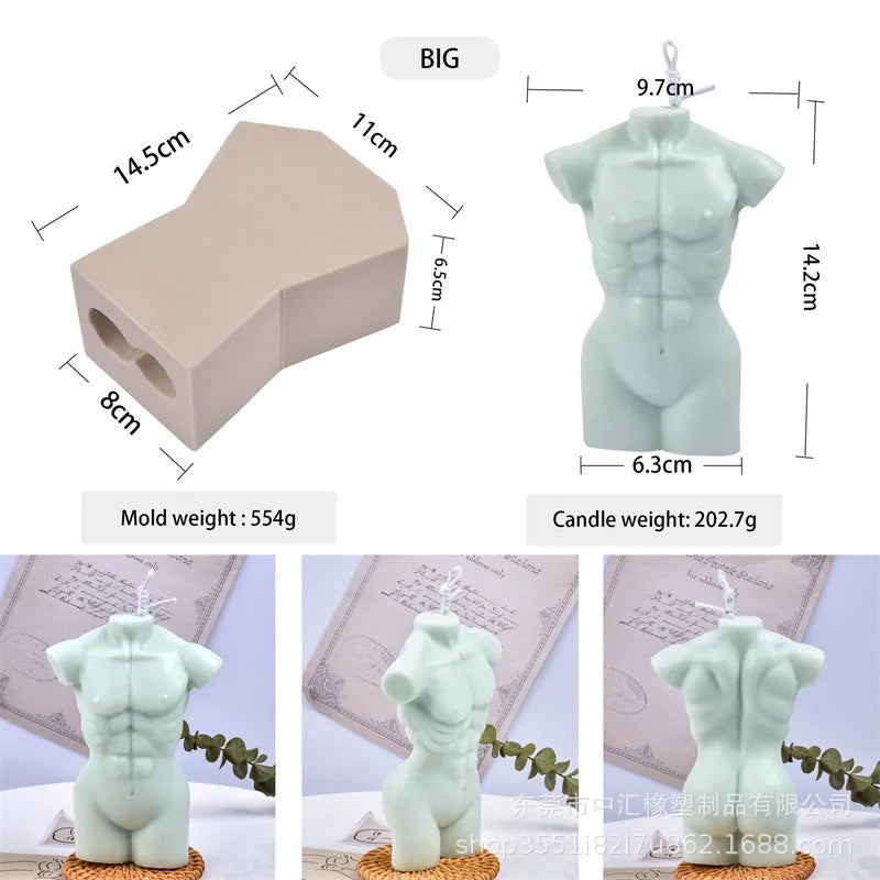 Geometric silicone aromatherapy plaster body candle mould showing 10cm and 14cm height sections