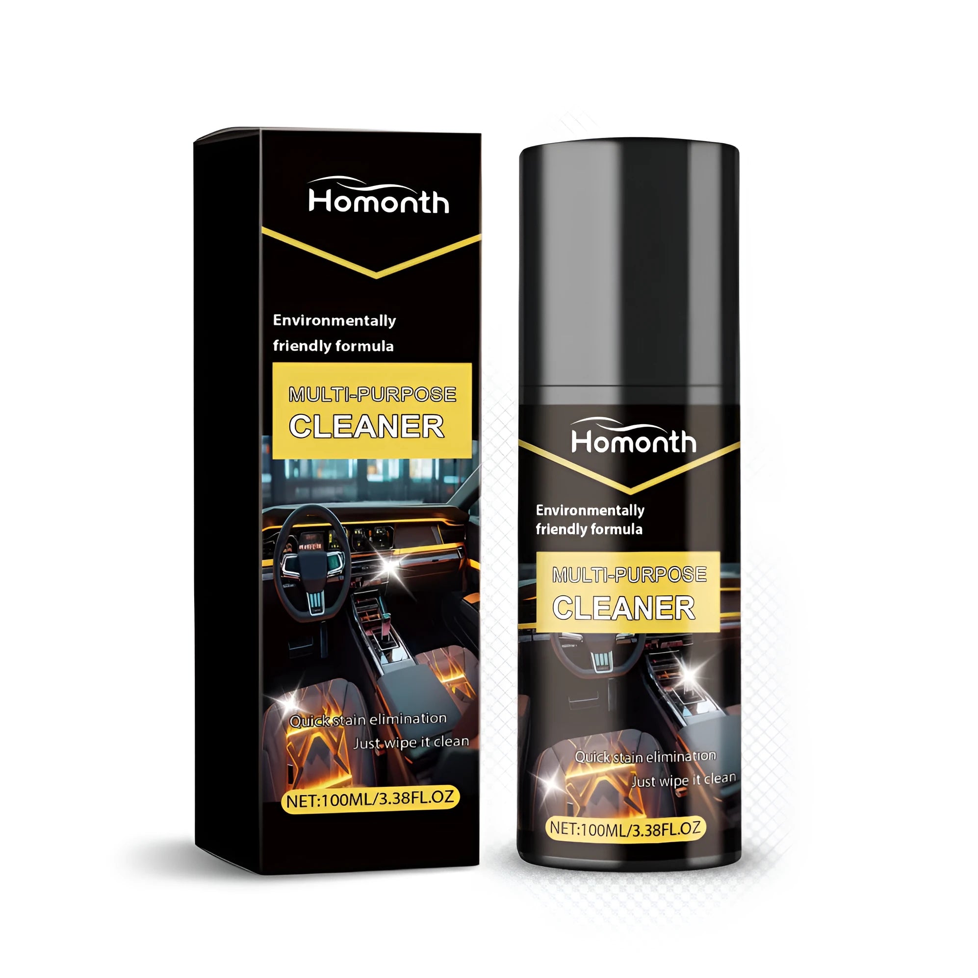 Multi-purpose car foam cleaner 100ml for upholstery stains in a compact bottle 4cm x 4cm x 14.9cm