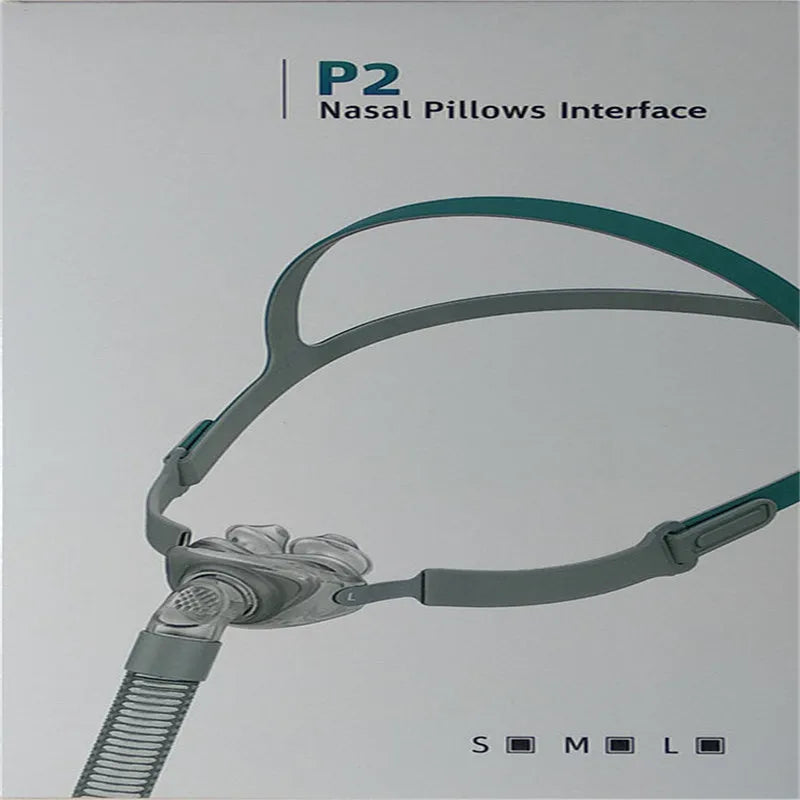 Ventilator nasal pillow mask kit showing nose pad, silicone cushion and headband components