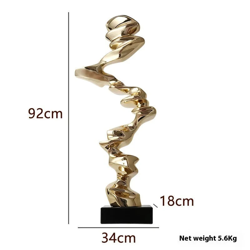 Abstract still life sculpture in Ran Ran Rose bright gold, elegant silver, or phantom blue.
