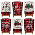 Set of six rectangular polyester chair covers with festive stripe and geometric pattern in British style