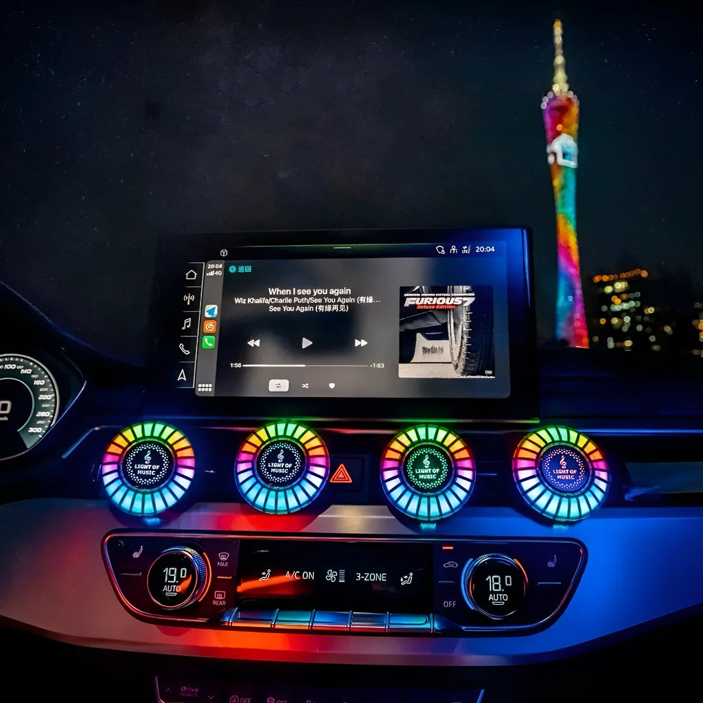 3D pickup-shaped RGB LED car air vent aromatherapy diffuser with voice control.