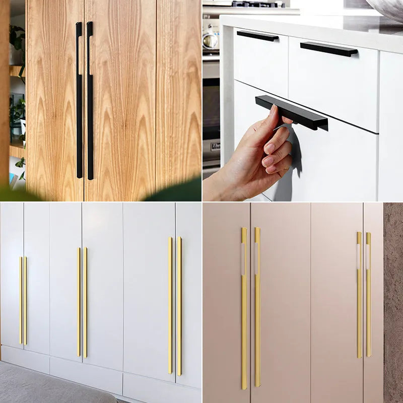 Gold T shape aluminium alloy single hole cabinet handle with modern design