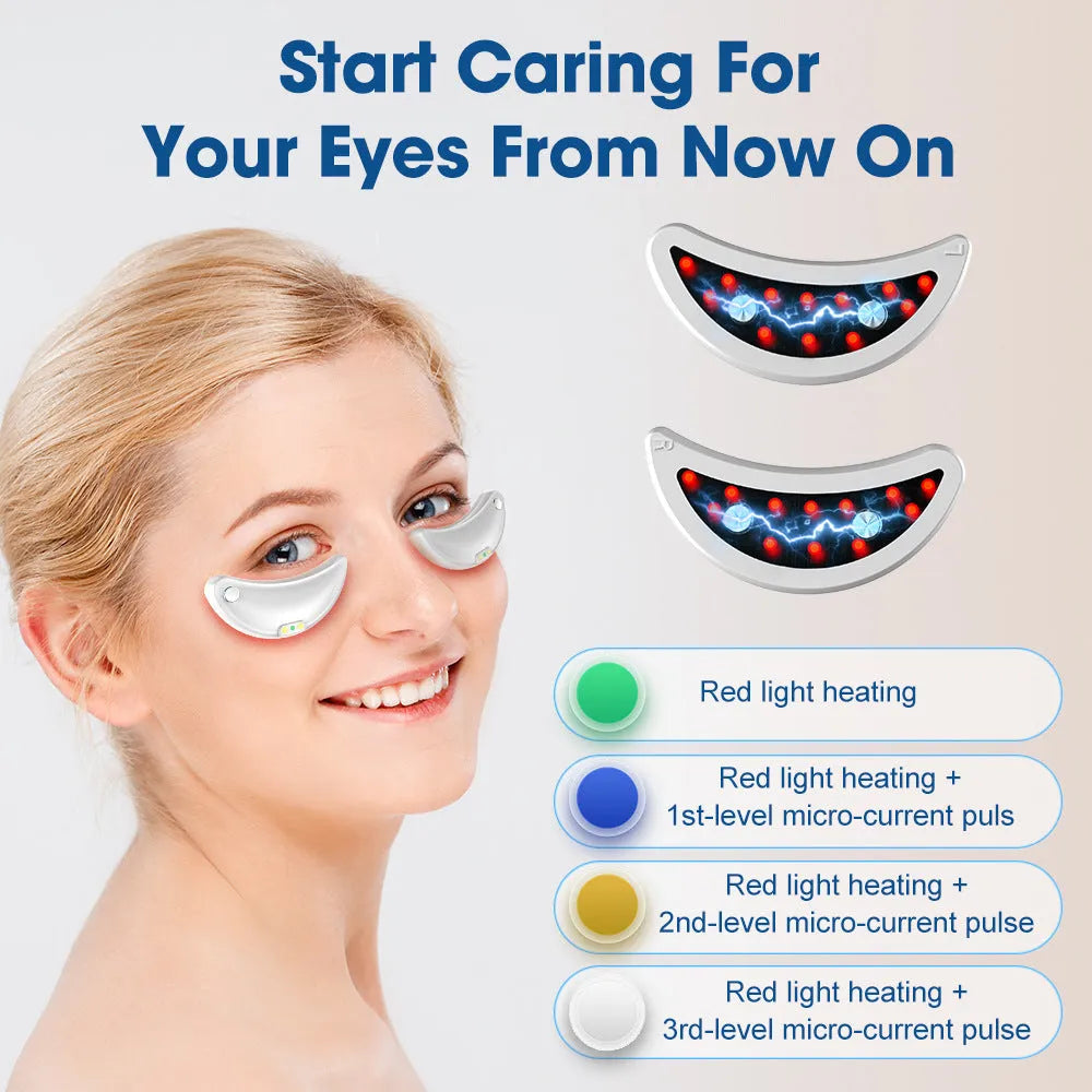 White wireless red light and EMS facial and eye massager beauty device
