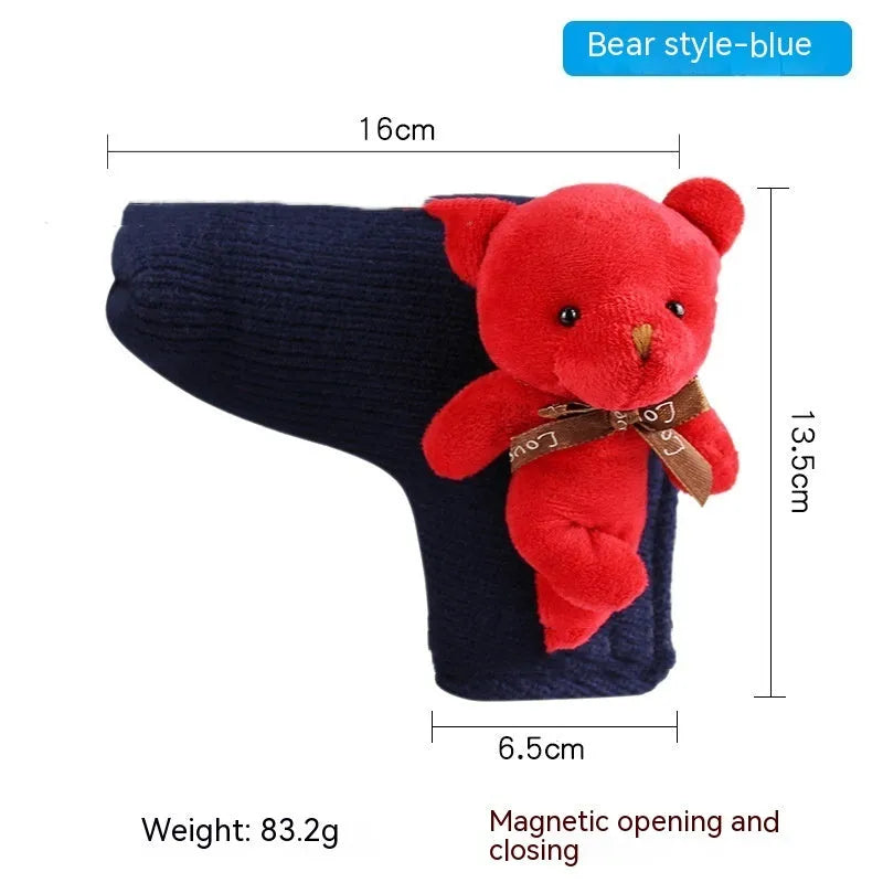 Golf putter sleeve cover in a novelty design, showing fleece lining and waterproof PU fabric.