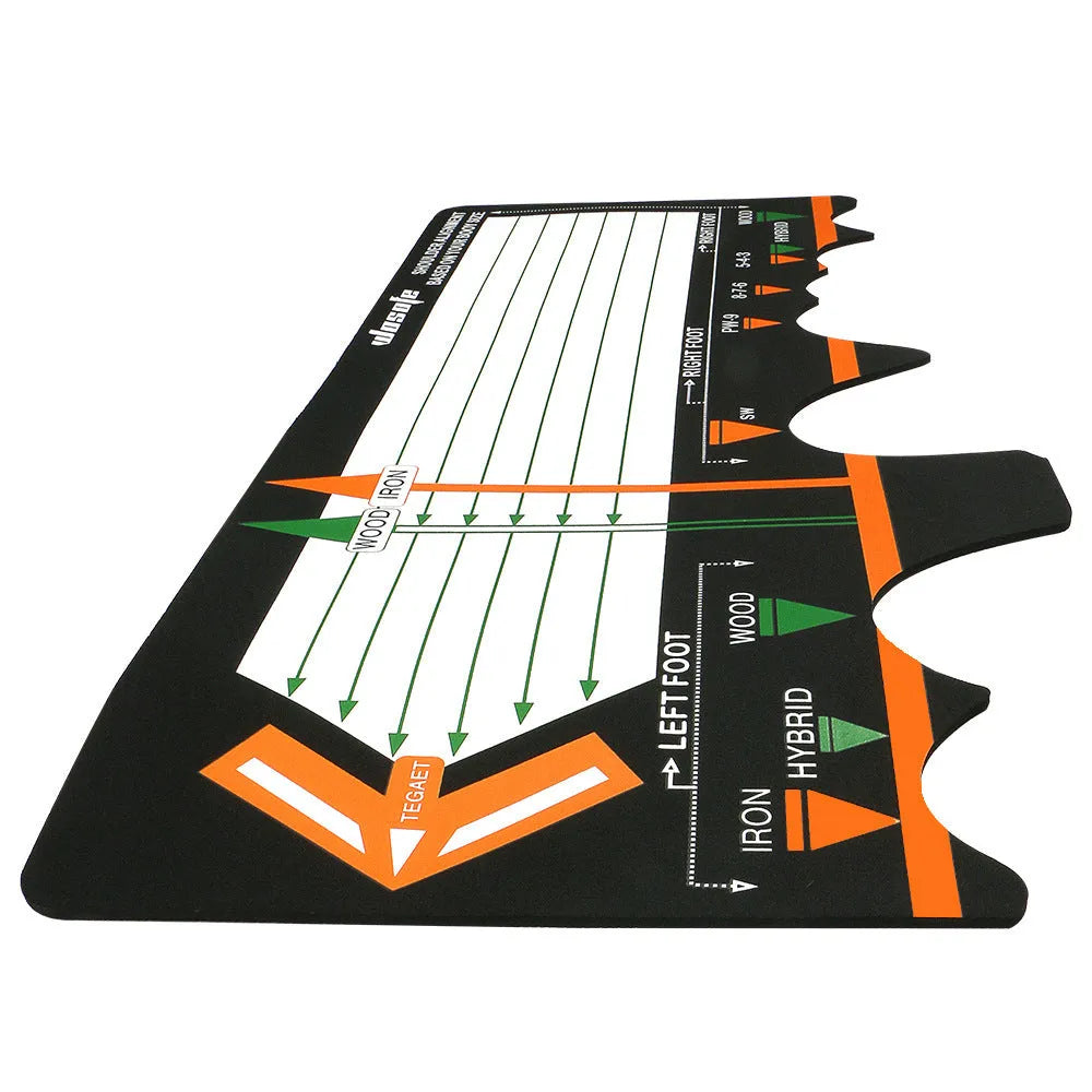 Black neoprene golf swing posture correction pad for beginner stance alignment training