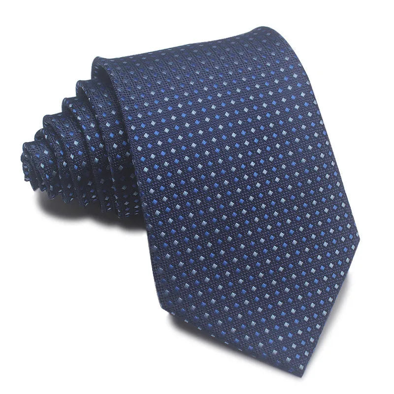 8cm wide polyester jacquard striped business tie in arrow shape for formal office wear
