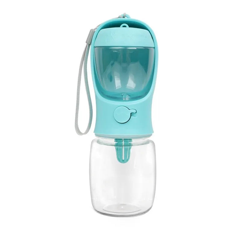 Blue portable plastic dog drinking cup with two-in-one design for outings