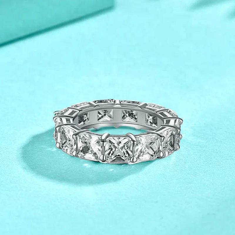 925 sterling silver full rhinestone zircon ring in geometric hip hop style for women