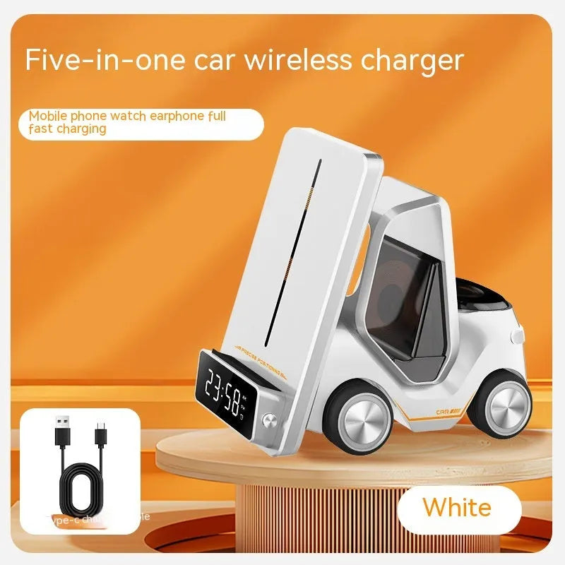Three-in-one 15W wireless charging bracket in grey, white, yellow or orange colours