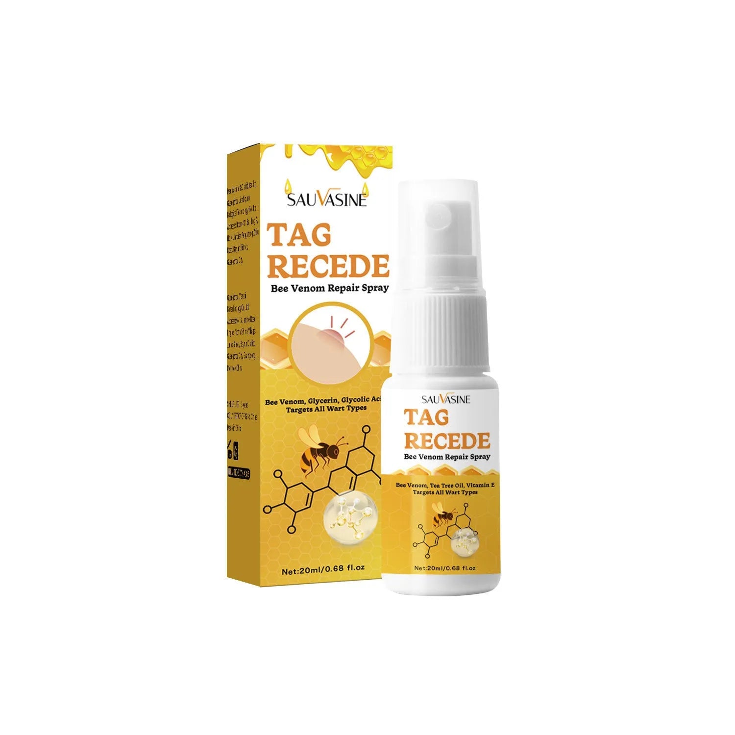 Bee Wart Spray Skin Care Cream applicator bottle, 20 ml net content.