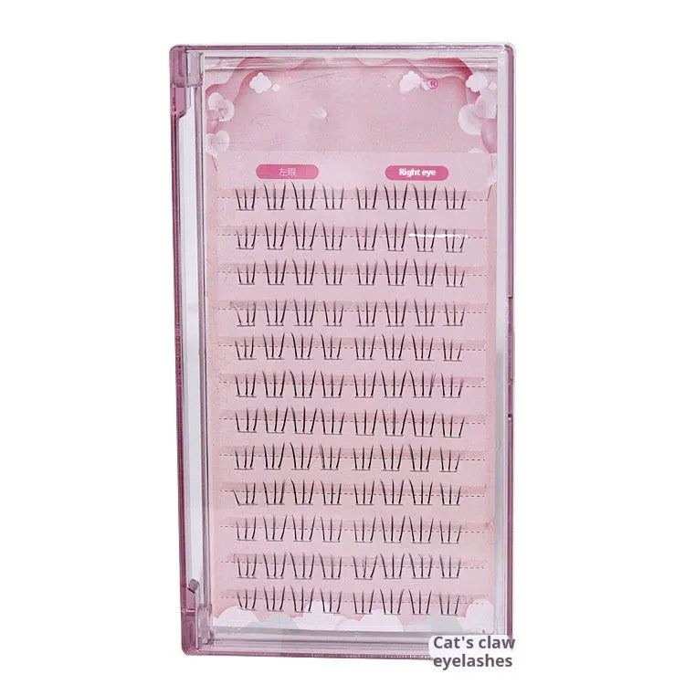 Kitten's paw shaped lower false eyelashes with 12 rows of graduated 4mm, 5mm, and 6mm long lashes.