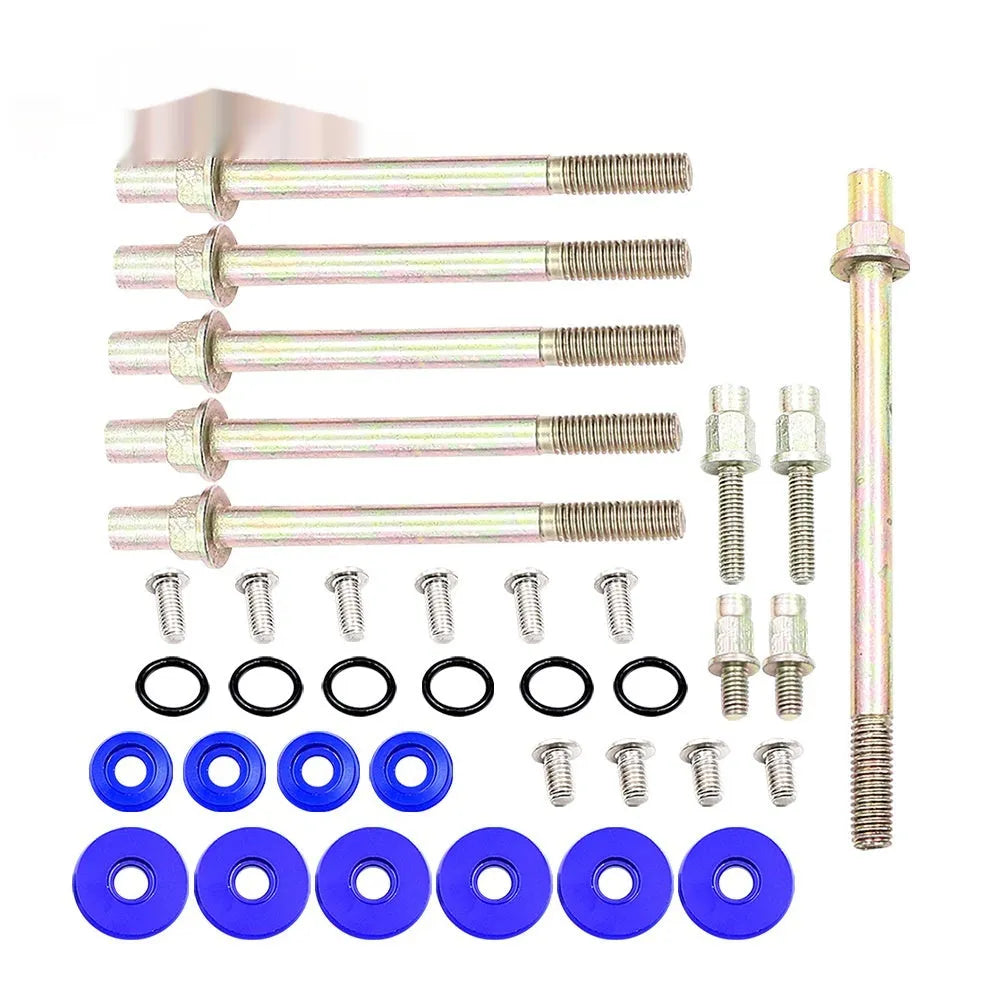 Honda Civic K Series aluminium alloy engine gasket kit in black, blue, red, and silver colours
