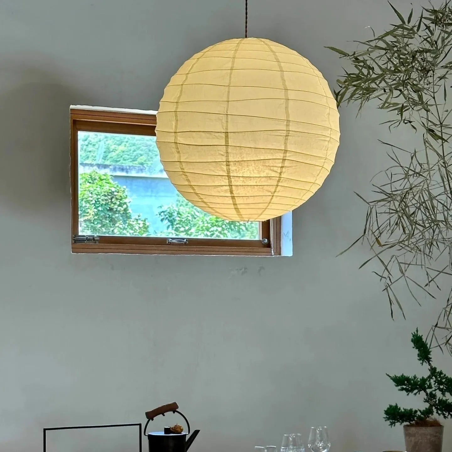 Japanese style rice paper chandelier ceiling light in three diameter sizes