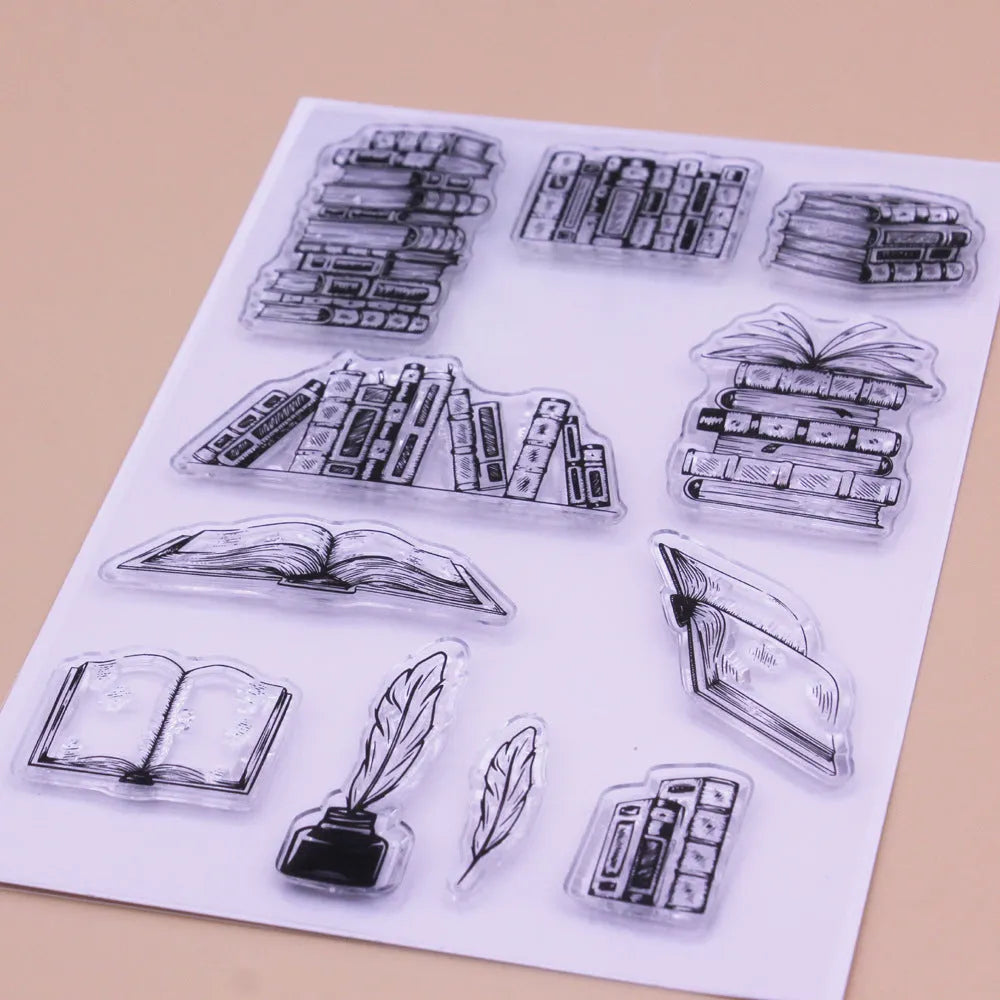 White silicone stamp with pattern design measuring 11x16 cm with transparent adhesive backing
