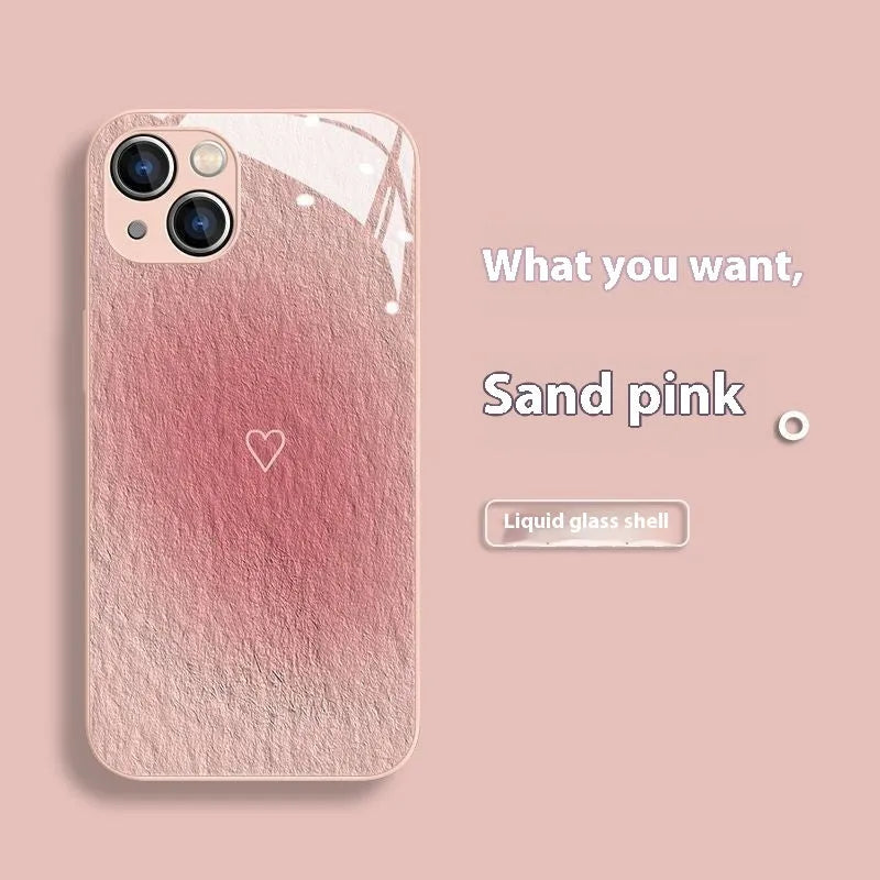 Liquid glass shockproof iPhone case with oil painting Love design for Apple iPhone
