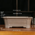 Purple sand rectangular manger planter with corner-cutting design for bonsai display