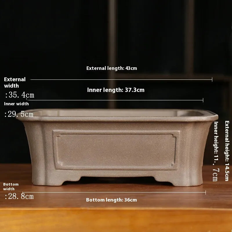 Purple sand rectangular manger planter with corner-cutting design for bonsai display