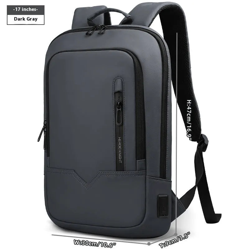 Lightweight polyester computer backpack with USB charging port in various colours