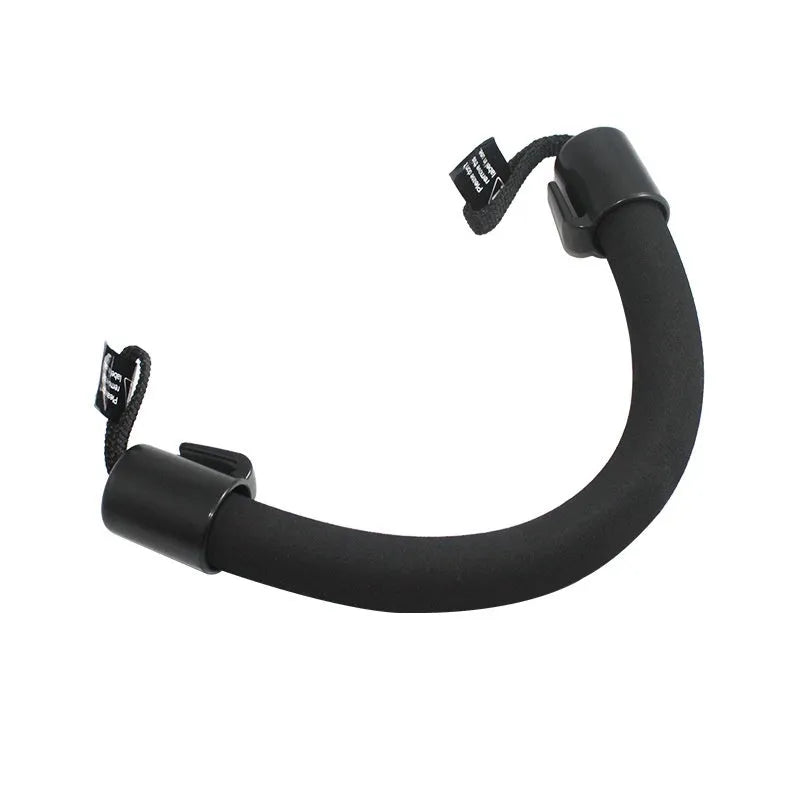 Black car seat back safety armrest made of EVA and ABS, 30.2 x 3.5 cm, installed behind seat