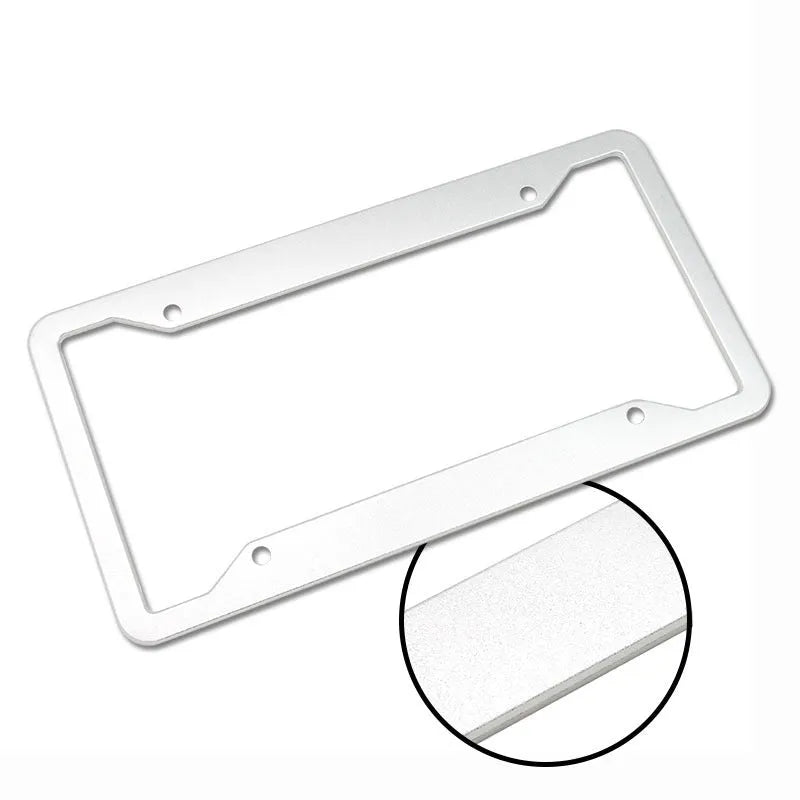 Aluminium alloy stainless steel license plate frame in black, grey, silver, or stainless steel finish.