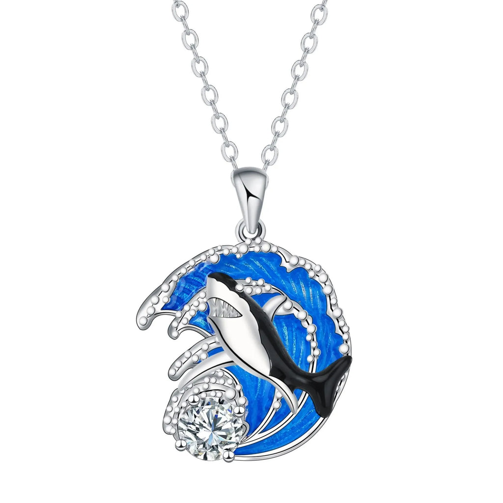 HAILANG shark women's necklace with electroplated copper pendant on cross chain, adjustable 41-50cm