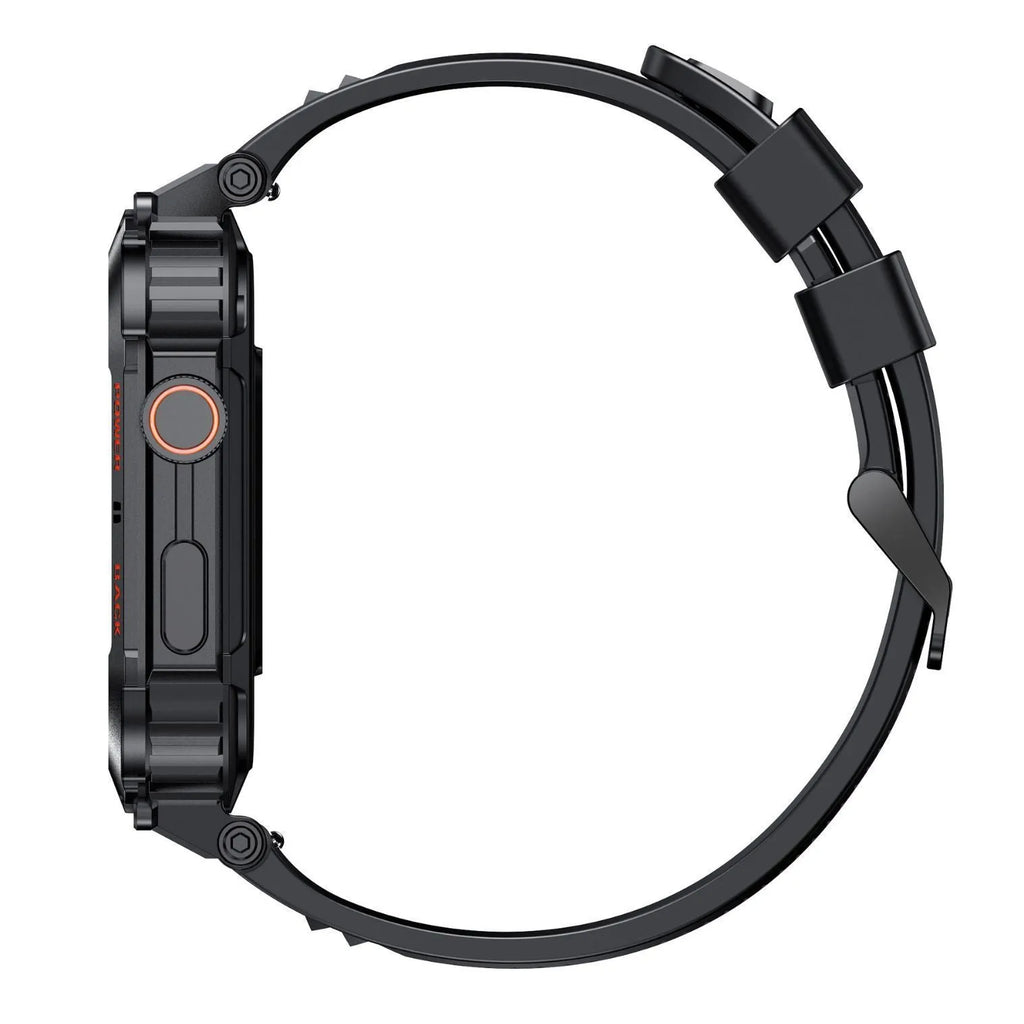 K57PRO Bluetooth smartwatch in black with TFT screen on wrist showing call function