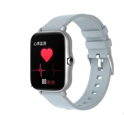 Black smart watch with 1.7-inch colour touchscreen on an adjustable strap.
