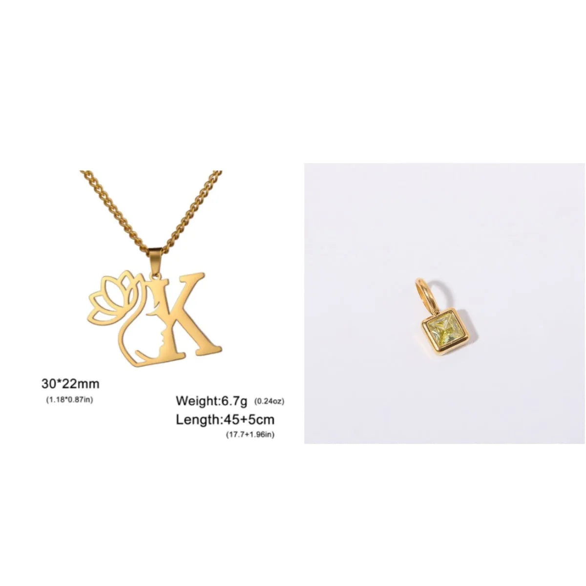 Gold and silver stainless steel fashion necklaces with a cross chain design and matching pendants.