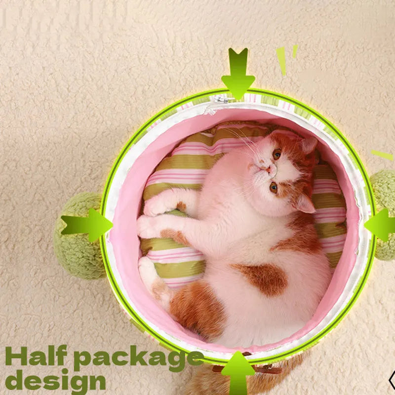 Green creative cauliflower-shaped enclosed pet house for a small dog or cat.