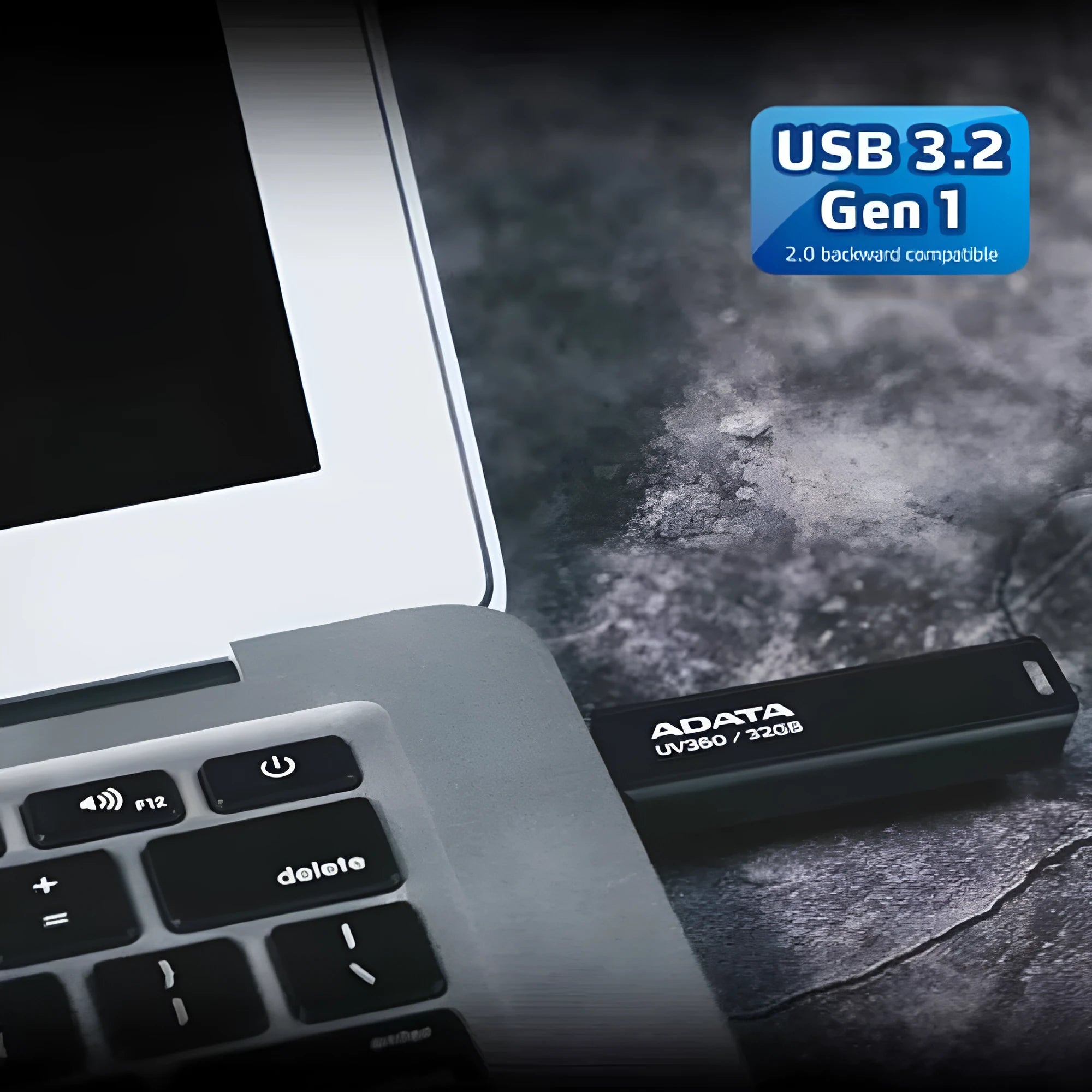 Black car USB flash drive with waterproof flexible plastic case showing 3.2 GEN1 interface