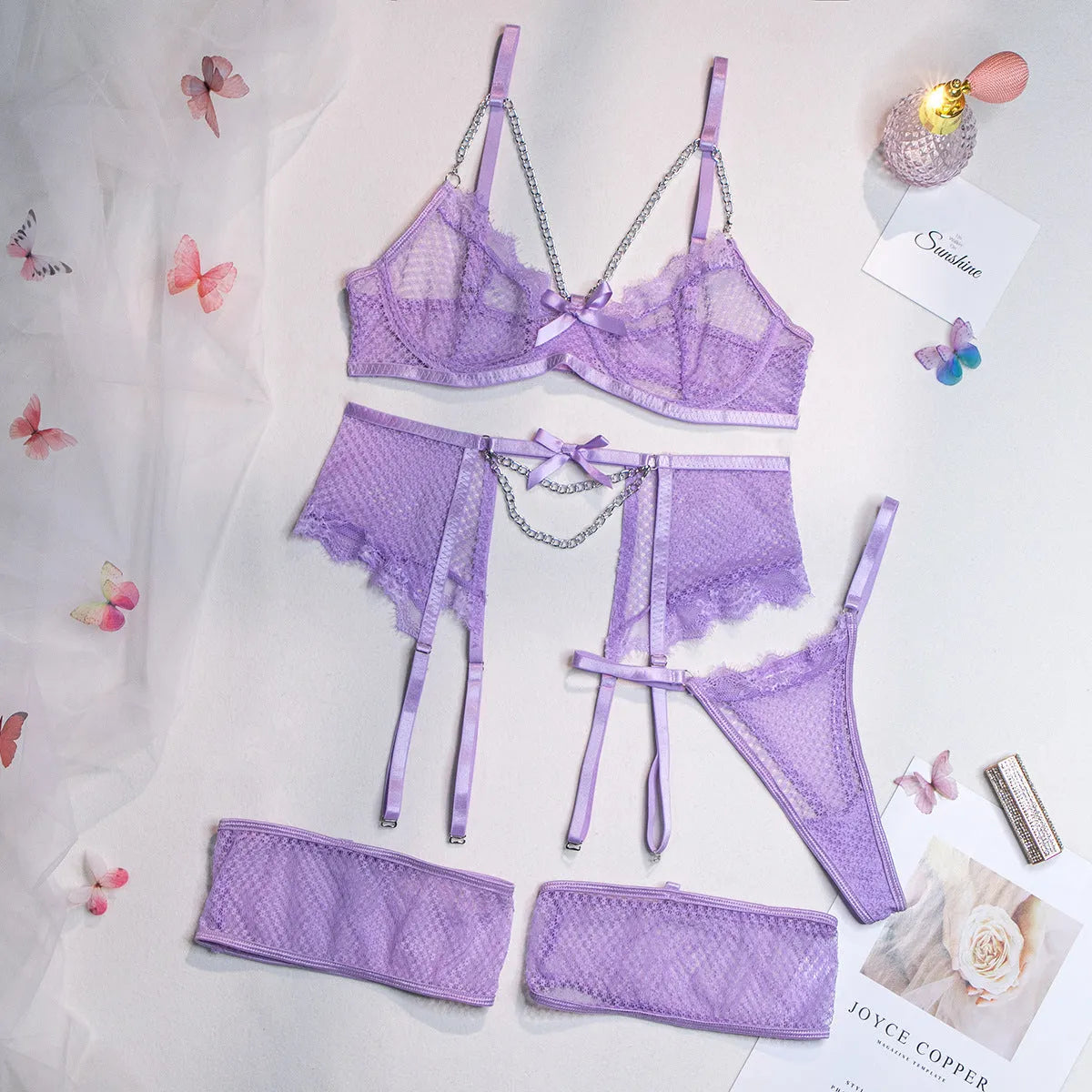 Women's low cut polyester underwear set in light pink, available in sizes S-XXXL